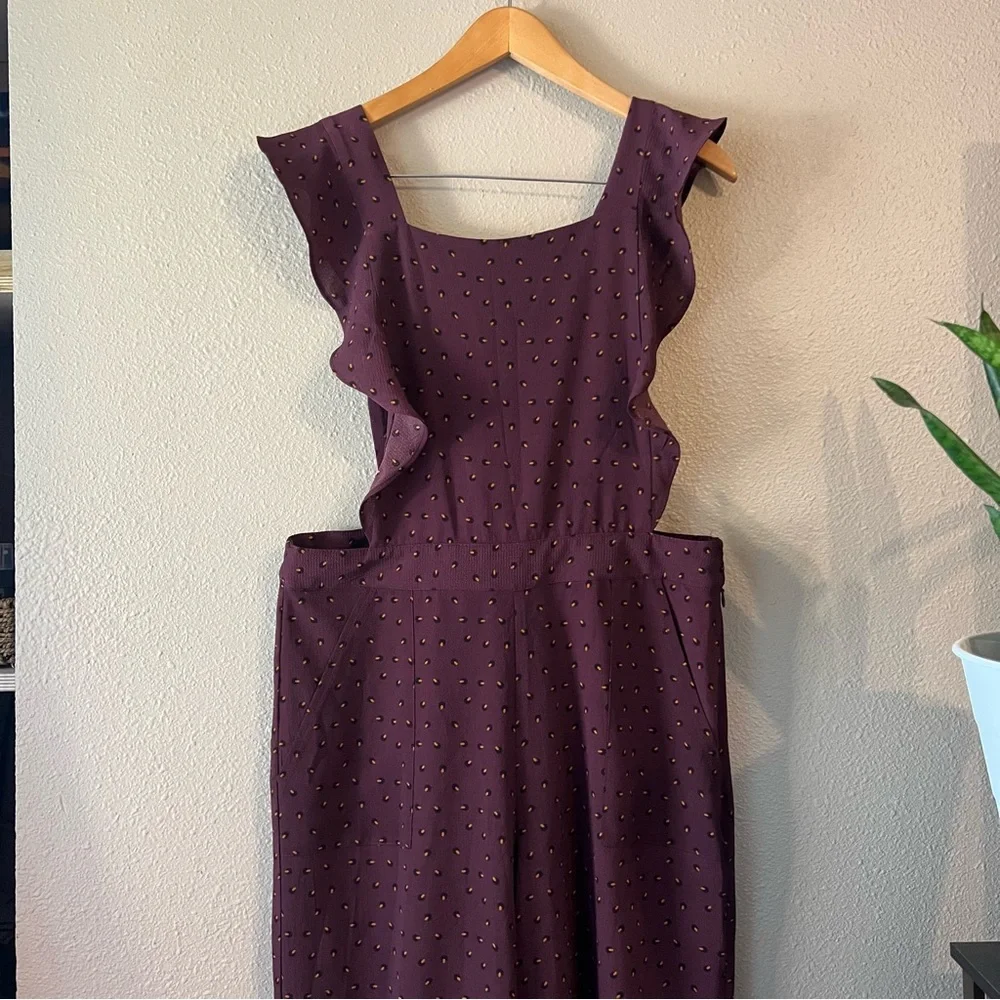 Bobeau Printed ruffle apron cropped jumpsuit - Picture 5 of 12